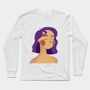 Purple Short Hair Lady Long Sleeve T-Shirt